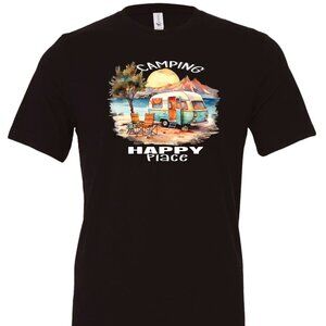 Camping Is My Happy Place Crewneck T-Shirt | Many Colors